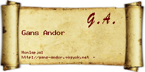 Gans Andor névjegykártya